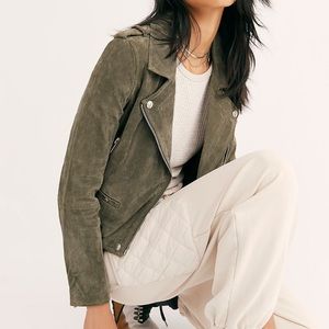 BLANK NYC Suede Moto Jacket in Herb